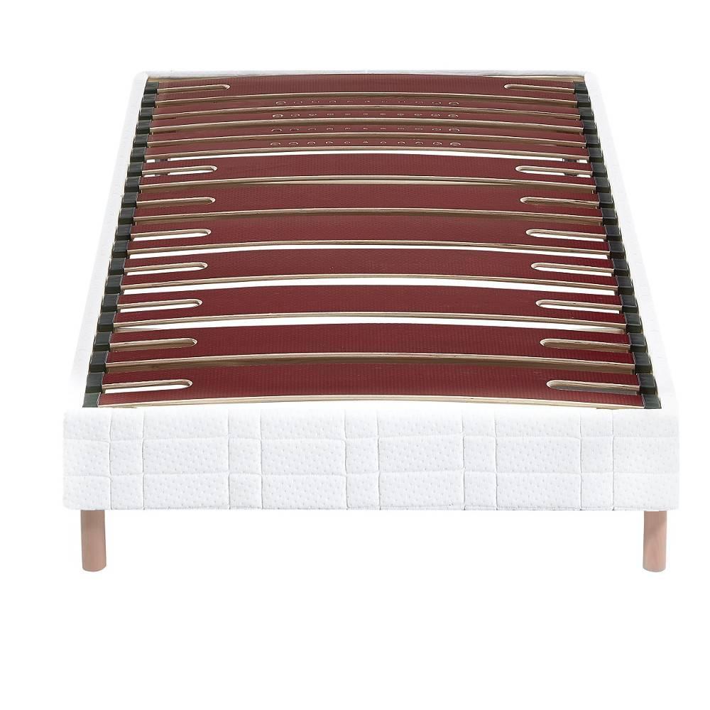 BULTEX Sommier confort morphologique bi-lattes 90*200cm avec pieds en bois vernis clair