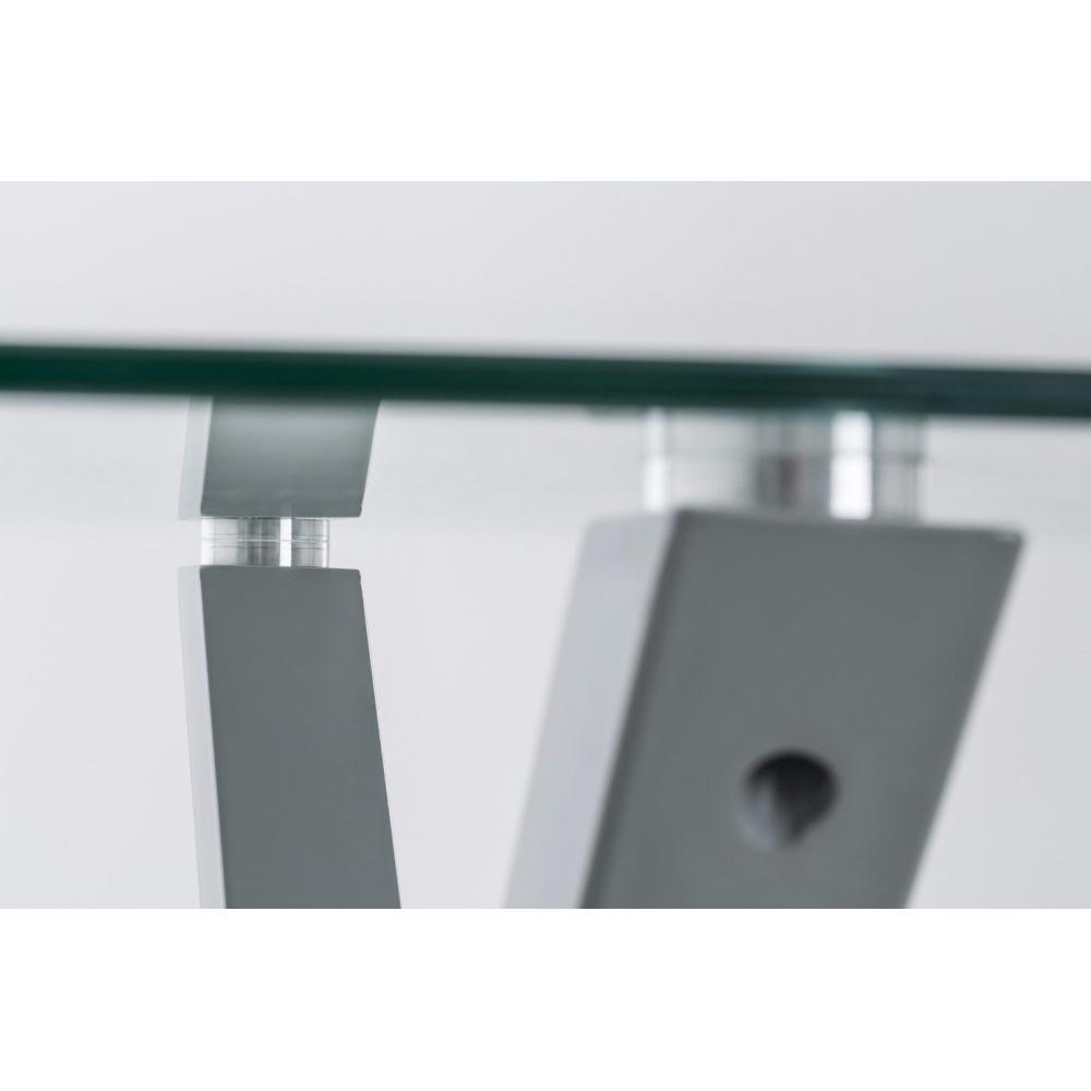 Table repas TRITON en verre piétement en acier laqué gris
