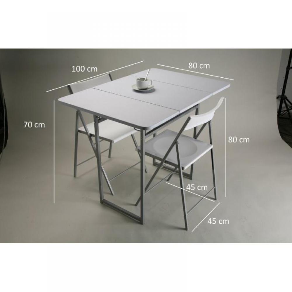 STANDUP Table extensible en bois avec 2 chaises avec rangement tout en un pour 2 personnes