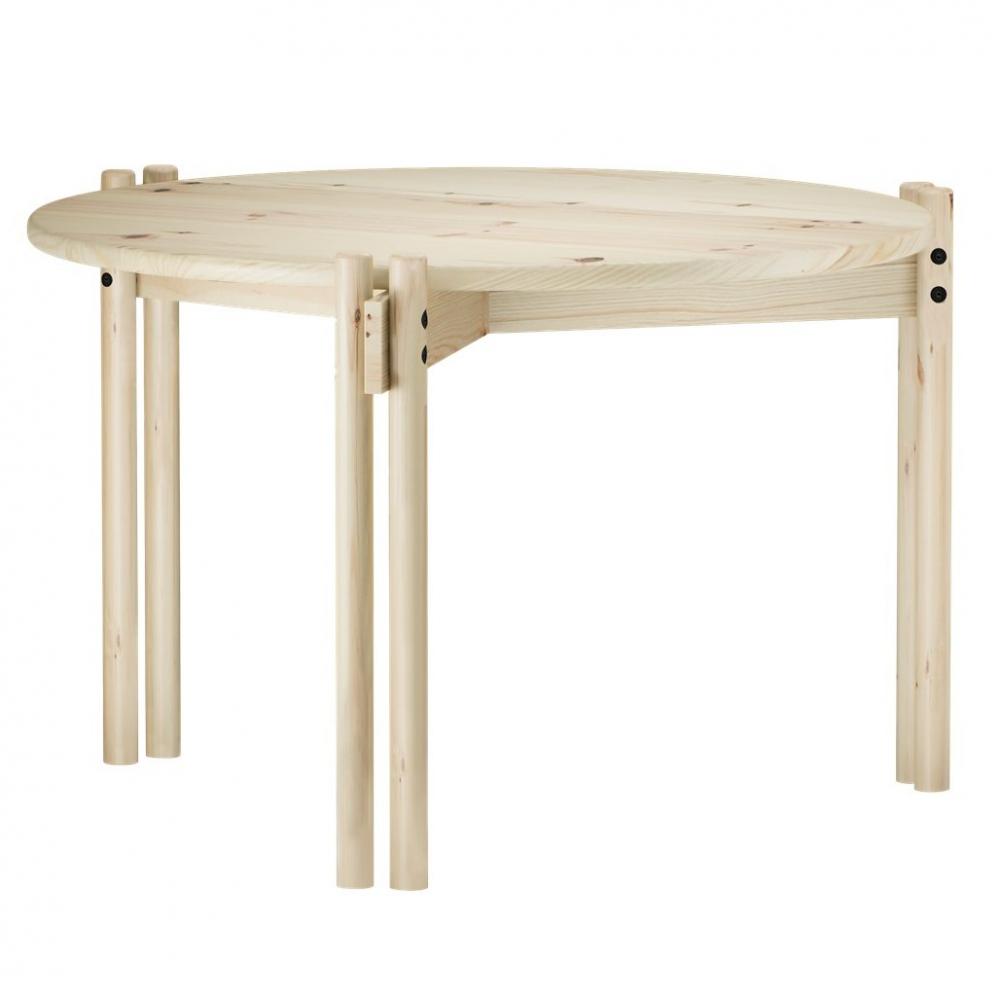 STICKS table basse ronde en pin laqué clair 60x40 cm