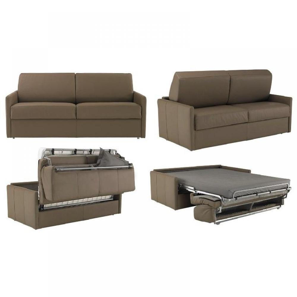 Canapé lit 2-3 places SUN convertible EXPRESS 120cm polyuréthane taupe matelas épaisseur 16cm
