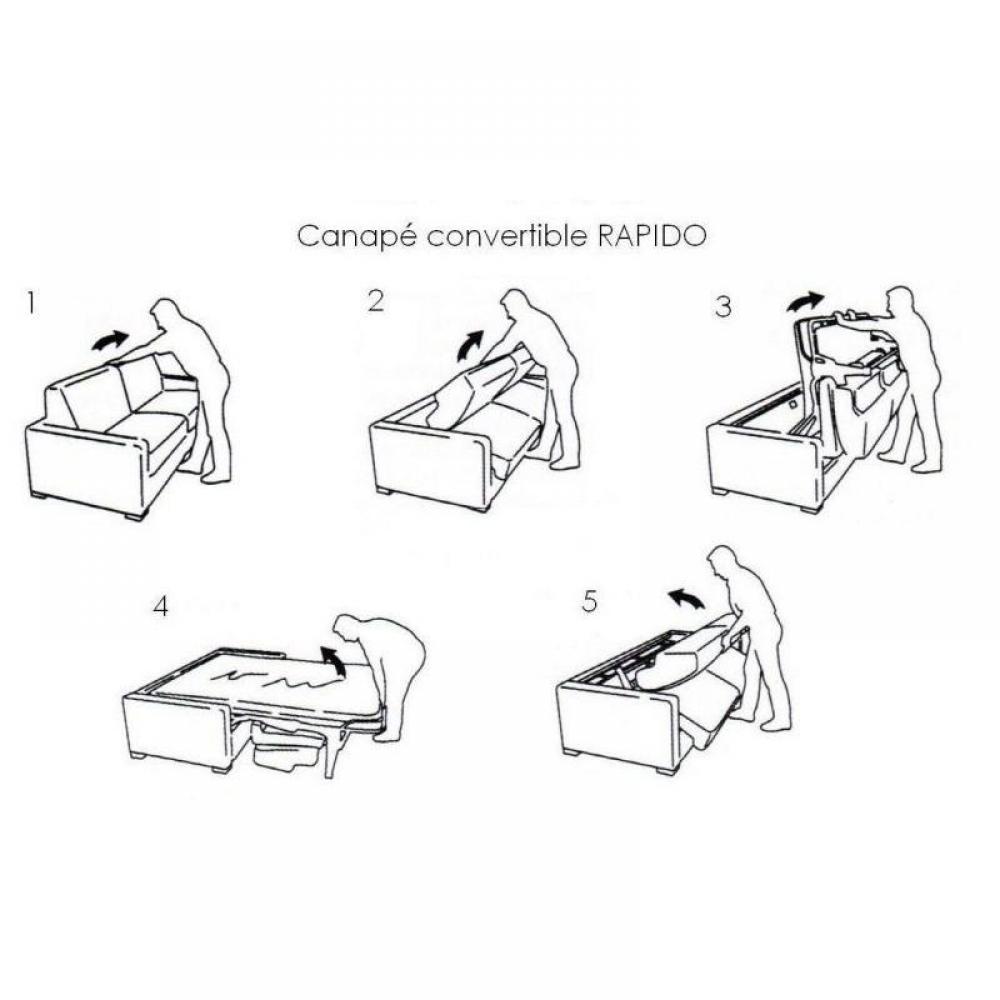 Canapé lit 2-3 places SUN convertible EXPRESS 120cm polyuréthane taupe matelas épaisseur 16cm