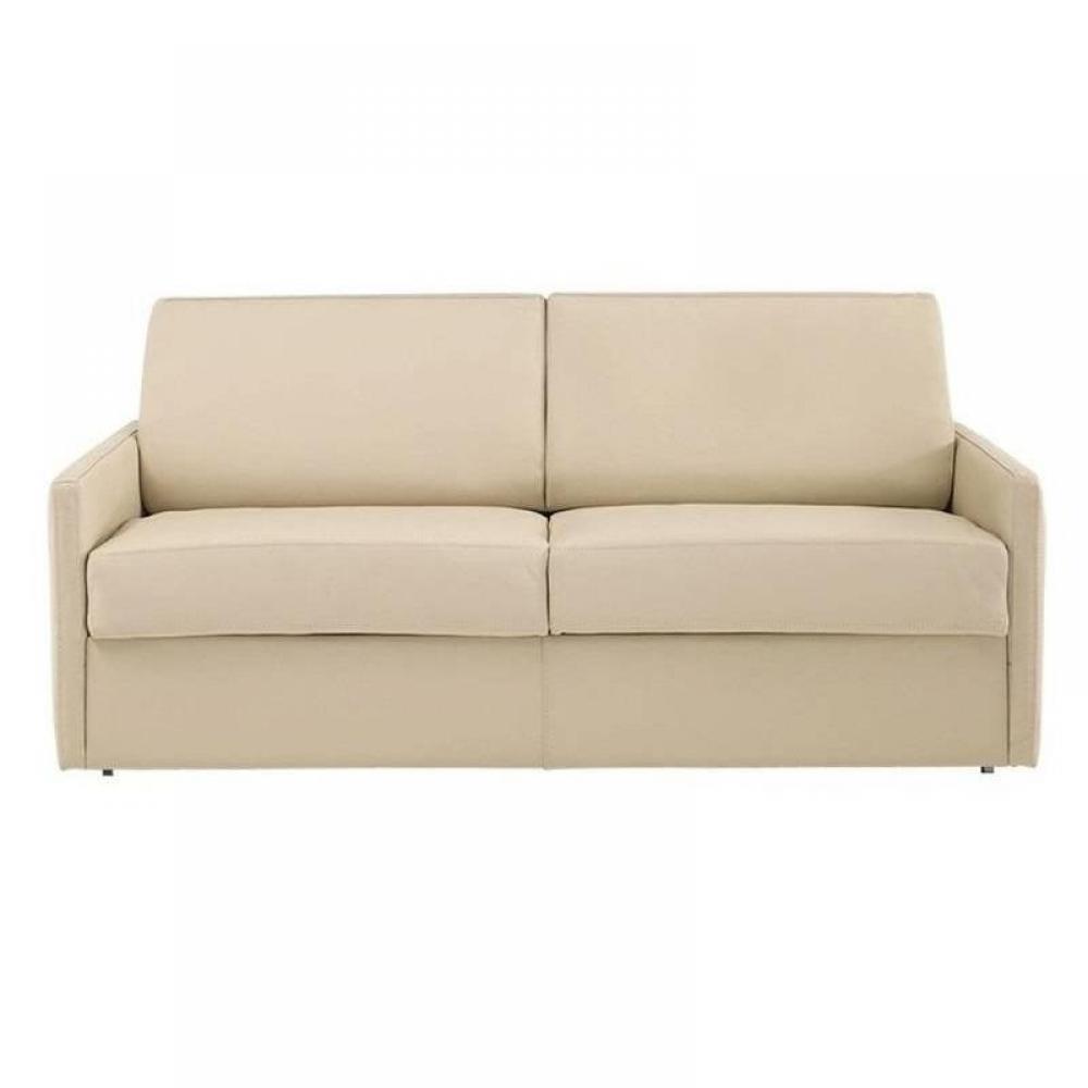 Canapé lit 2-3 places SUN convertible EXPRESS 120cm cuir vachette beige  matelas épaisseur 16cm
