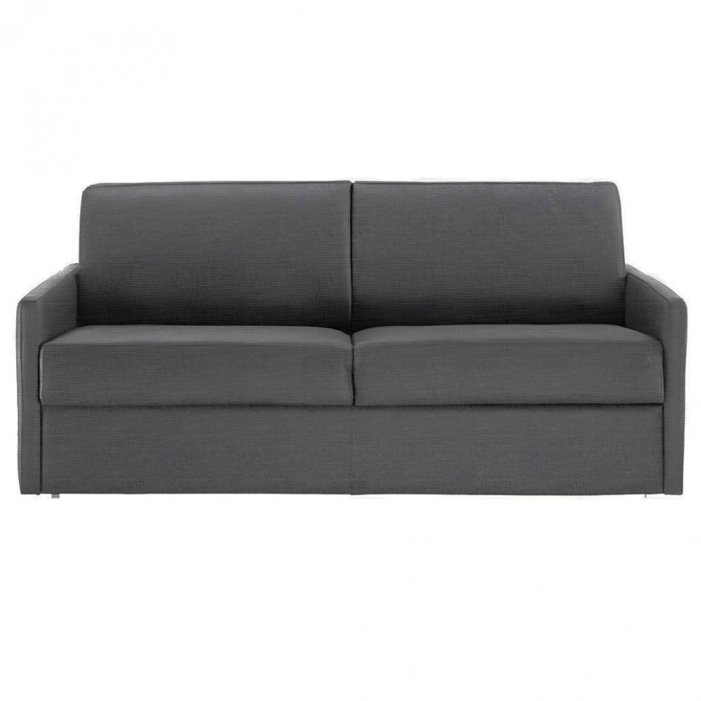 Canapé lit 2-3 places SUN convertible EXPRESS 120cm tweed gris graphite matelas épaisseur 16cm