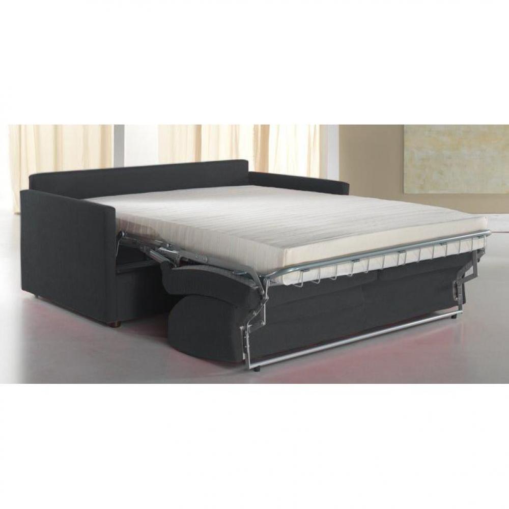 Canapé lit 2-3 places SUN convertible EXPRESS 120cm tweed gris graphite matelas épaisseur 16cm