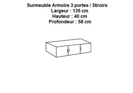 Surmeuble chêne pour armoire 3 portes LAVAL