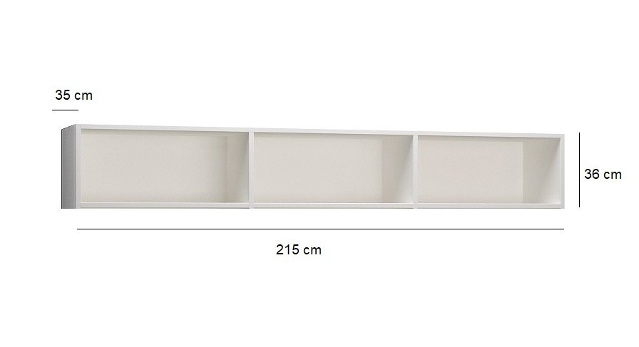 Surmeuble 3 niches de rangements pour lit escamotable horizontal 160 x 200 cm Hauteur 36 cm finition blanc mat