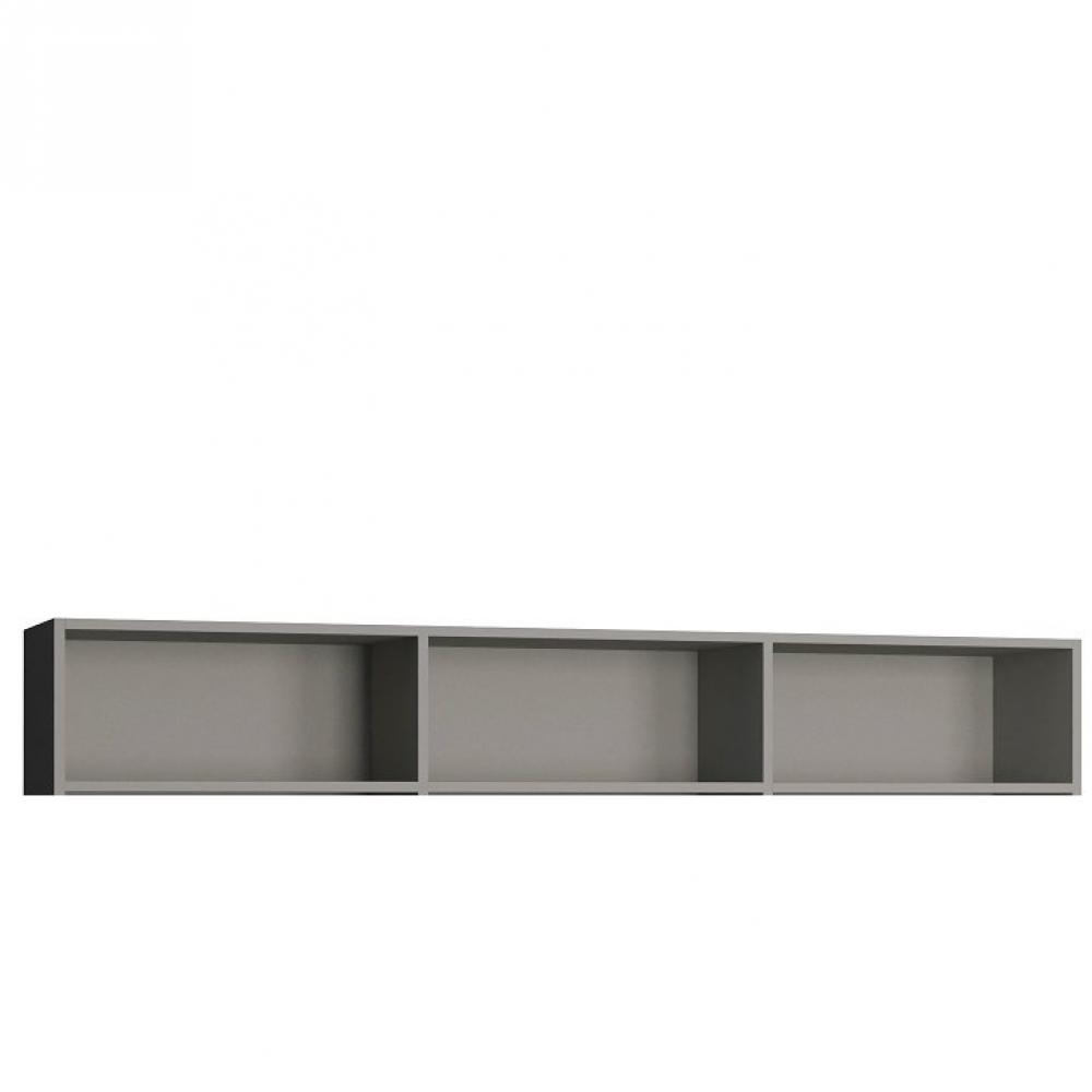 Surmeuble 3 niches de rangements pour lit escamotable horizontal 160 x 200 cm Hauteur 36 cm finition gris mat