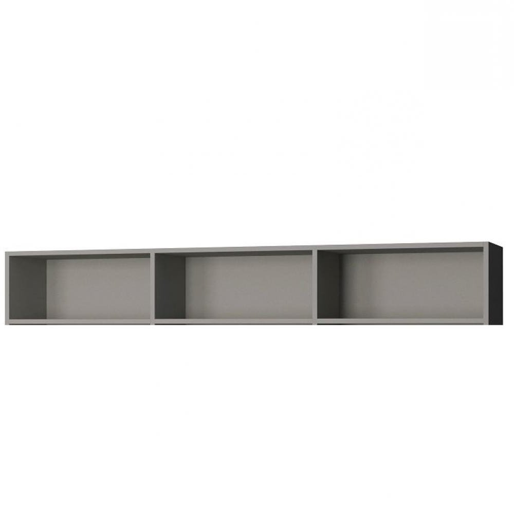 Surmeuble 3 niches de rangements pour lit escamotable horizontal 160 x 200 cm Hauteur 36 cm finition gris mat