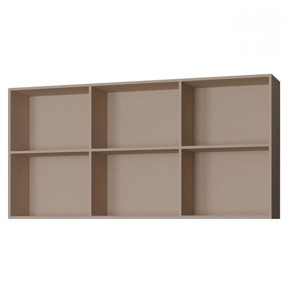 Sur-meuble 6 niches de rangements pour lit escamotable horizontal 90 x 200 cm Hauteur 106 cm finition taupe mat