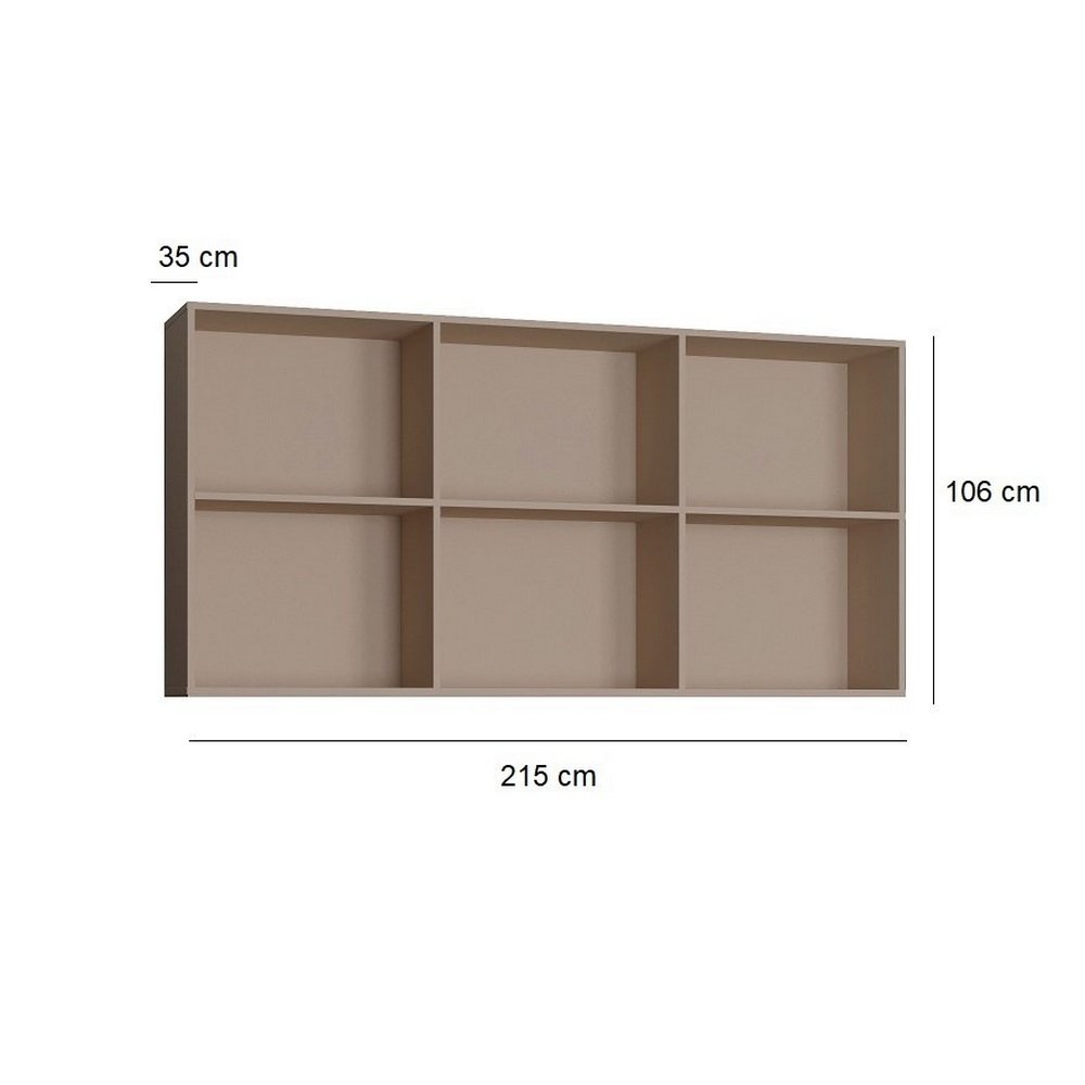 Sur-meuble 6 niches de rangements pour lit escamotable horizontal 90 x 200 cm Hauteur 106 cm finition taupe mat
