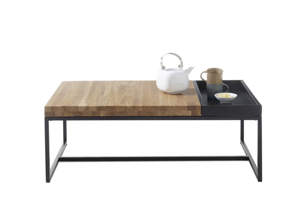 Table basse Lucon 107 x 65 cm bois acier plateau 