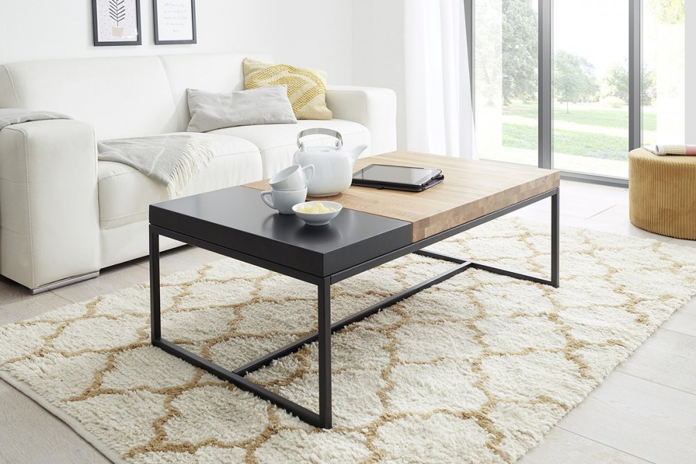 Table basse Lucon 107 x 65 cm bois acier plateau 