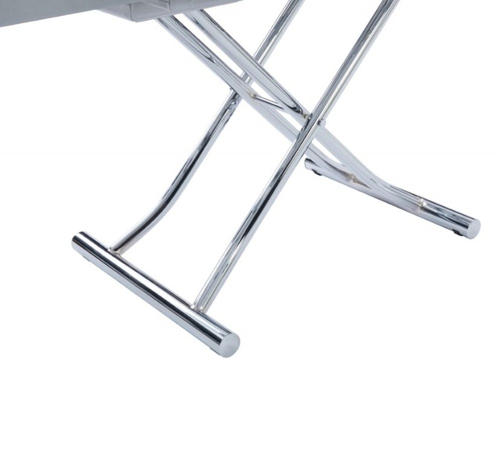 Table basse relevable et extensible NEWJUMP verre blanc pied chromé