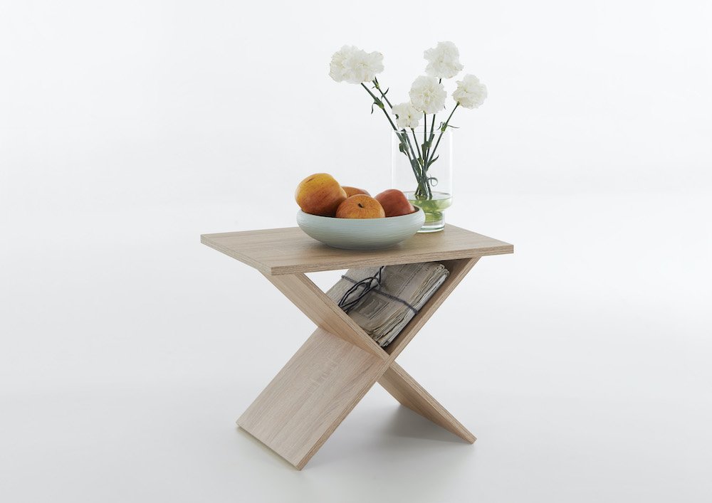 Table basse POITIERS coloris chene piétement X 