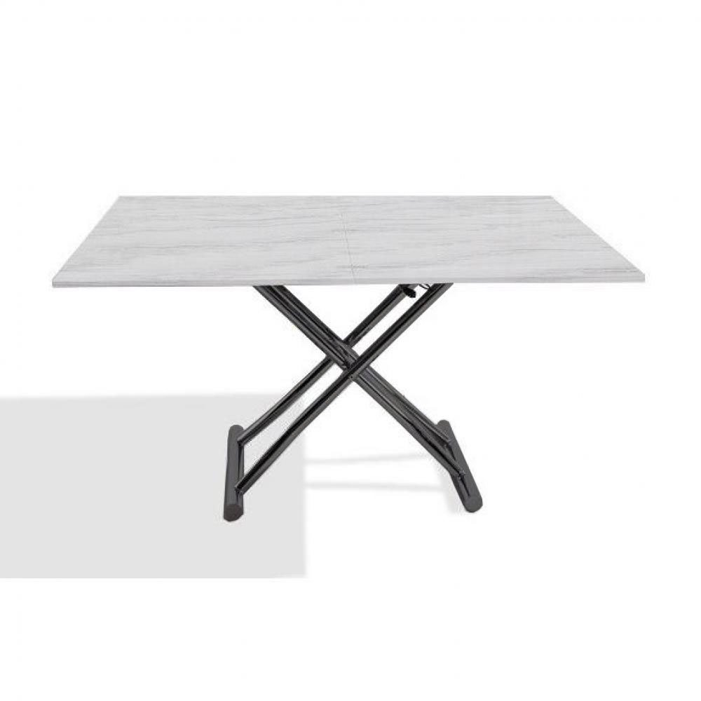 Table basse relevable extensible HIGH and LOW mélaminé chêne blanc pied anthracite 100 x 60/120 cm