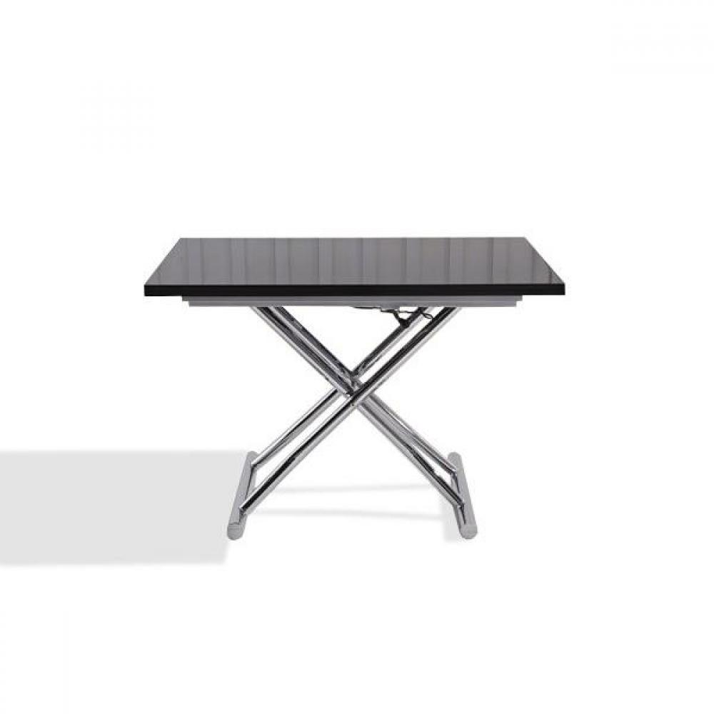Table basse relevable extensible HIGH and LOW noire satinée Petite taille compacte. 