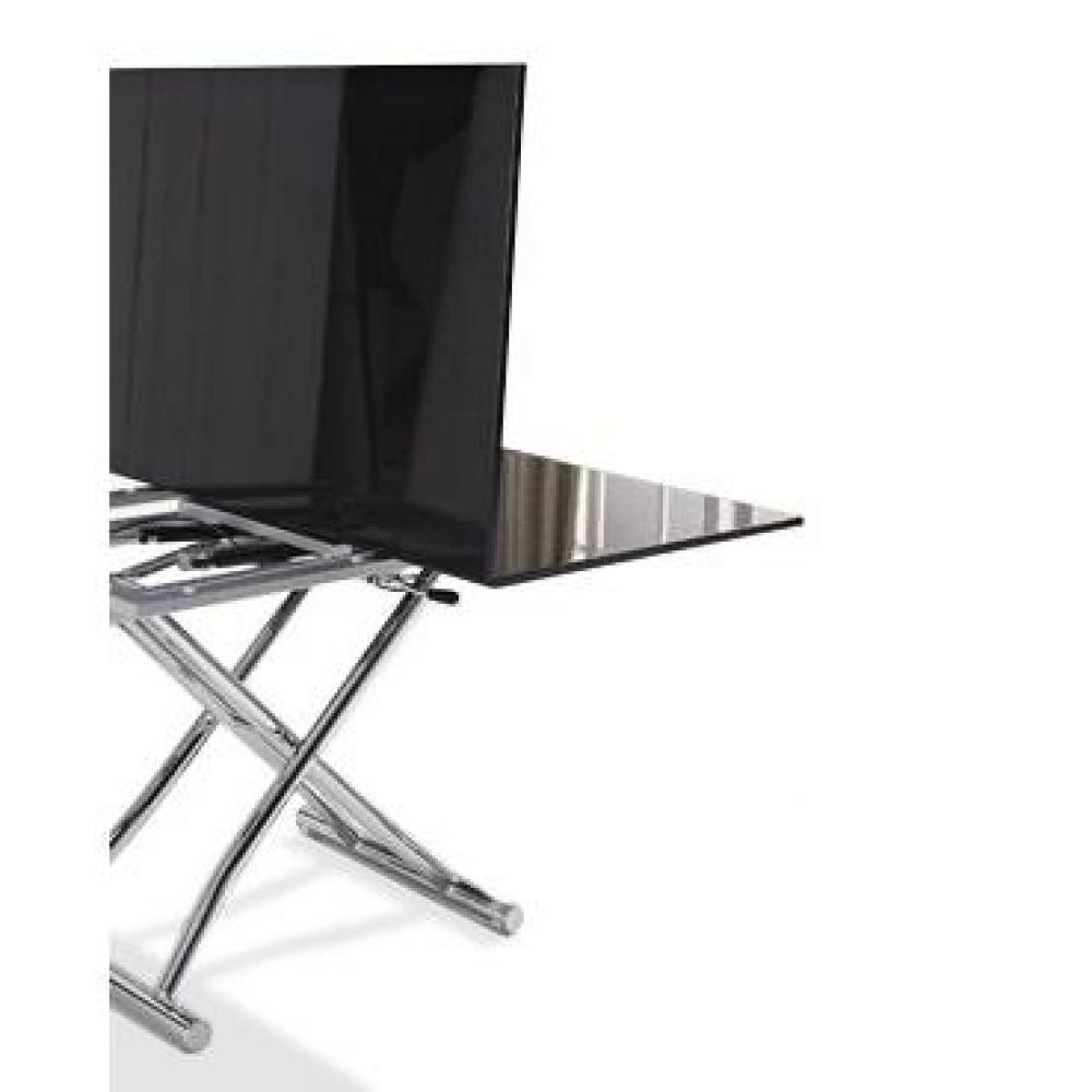 Table basse relevable extensible HIGH and LOW noire satinée Petite taille compacte. 