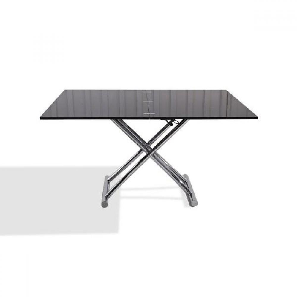 Table basse relevable extensible HIGH and LOW noire satinée Petite taille compacte. 