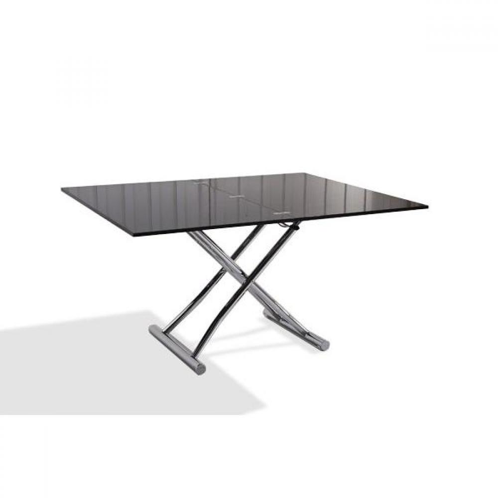 Table basse relevable extensible HIGH and LOW noire satinée Petite taille compacte. 