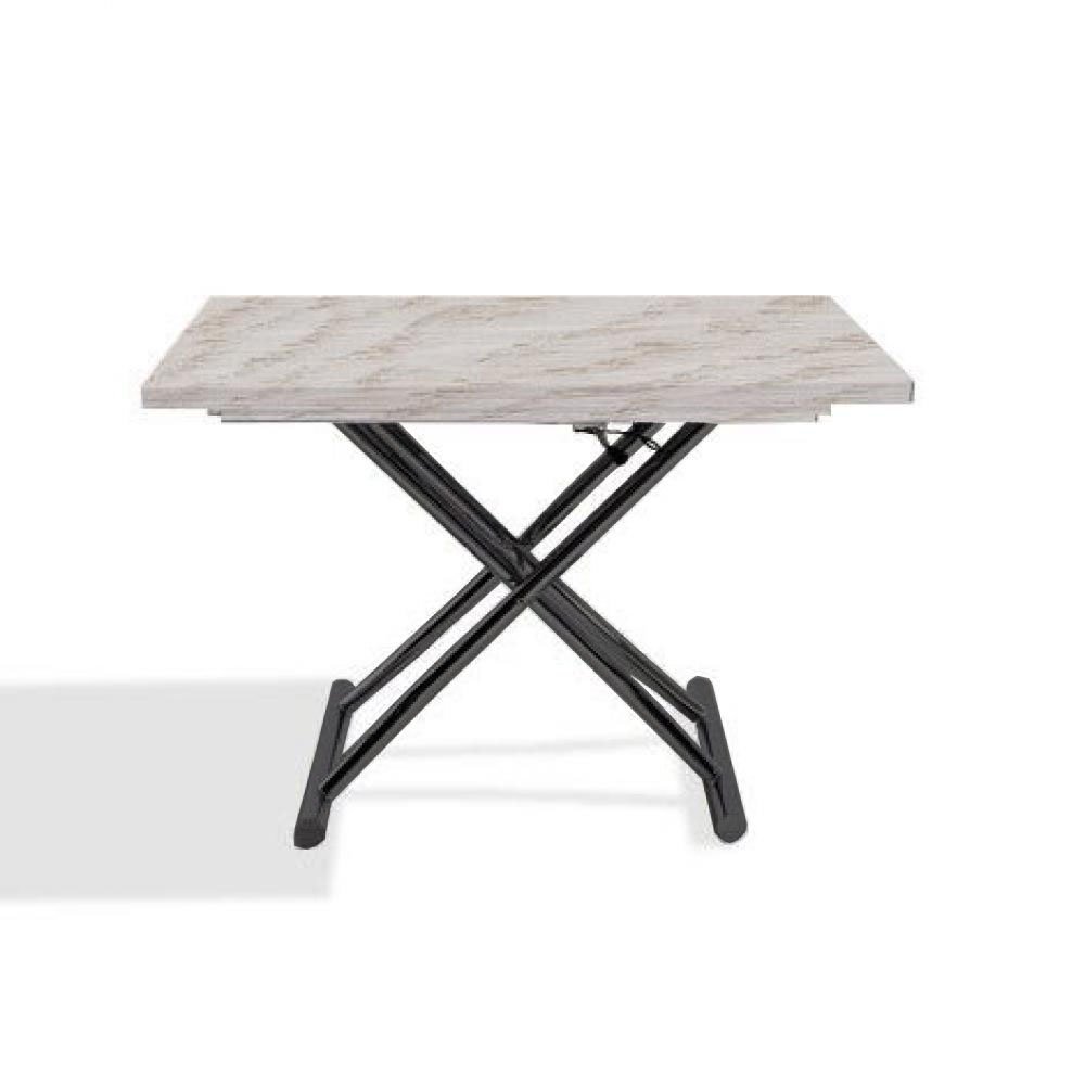 Table basse relevable extensible HIGH and LOW finition vintage pied anthracite 100 x 60/120 cm