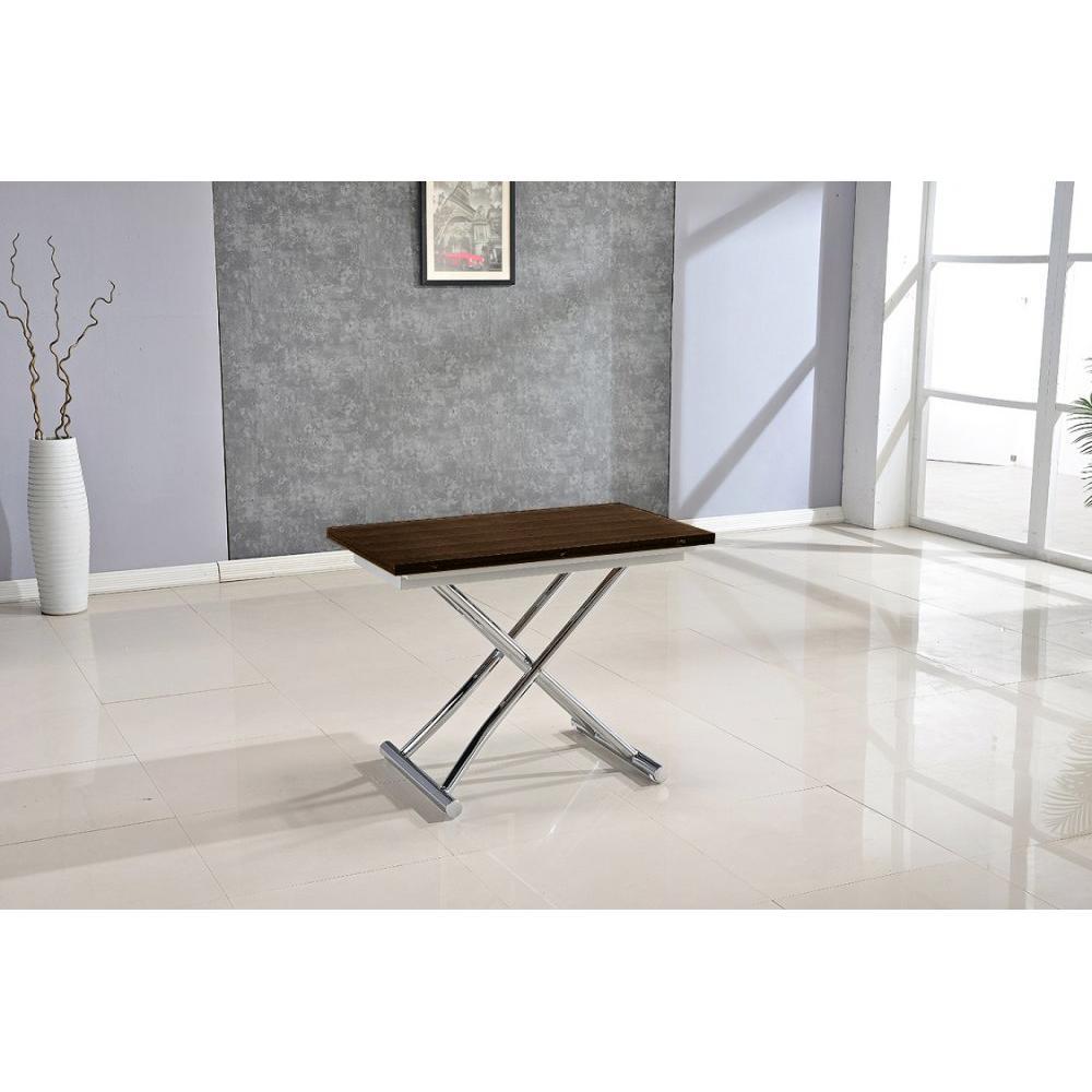 Table basse HIGH and LOW smoke noyer relevable extensible. Petite taille compacte.