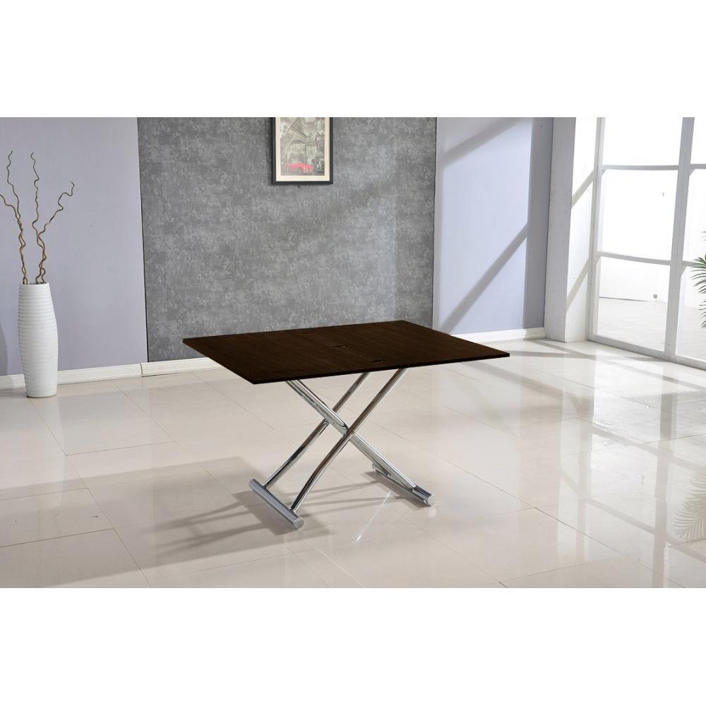 Table basse HIGH and LOW smoke noyer relevable extensible. Petite taille compacte.