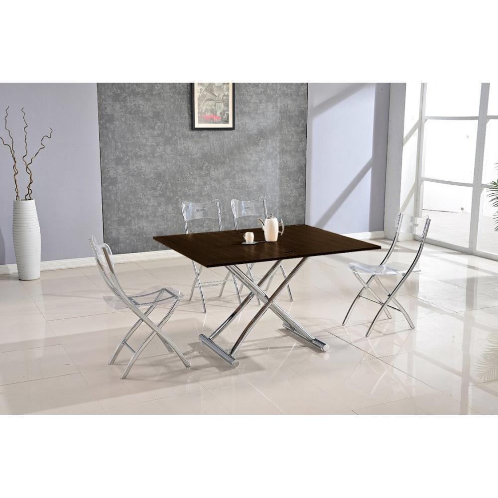 Table basse HIGH and LOW smoke noyer relevable extensible. Petite taille compacte.
