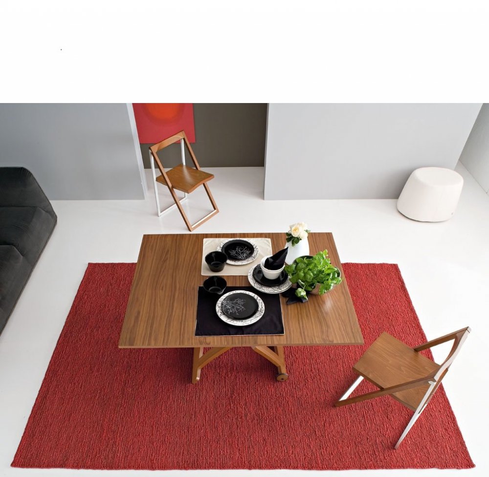 Table basse relevable extensible italienne MASCOTTE  noyer 105 x 70/140 cm