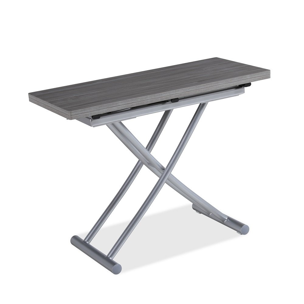 Table relevable extensible COLIBRI ultra compacte mélaminé chêne gris 100 x 45/90 cm