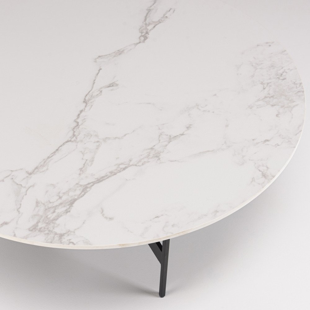 Table basse ronde DILA  78 cm Plateau effet marbre