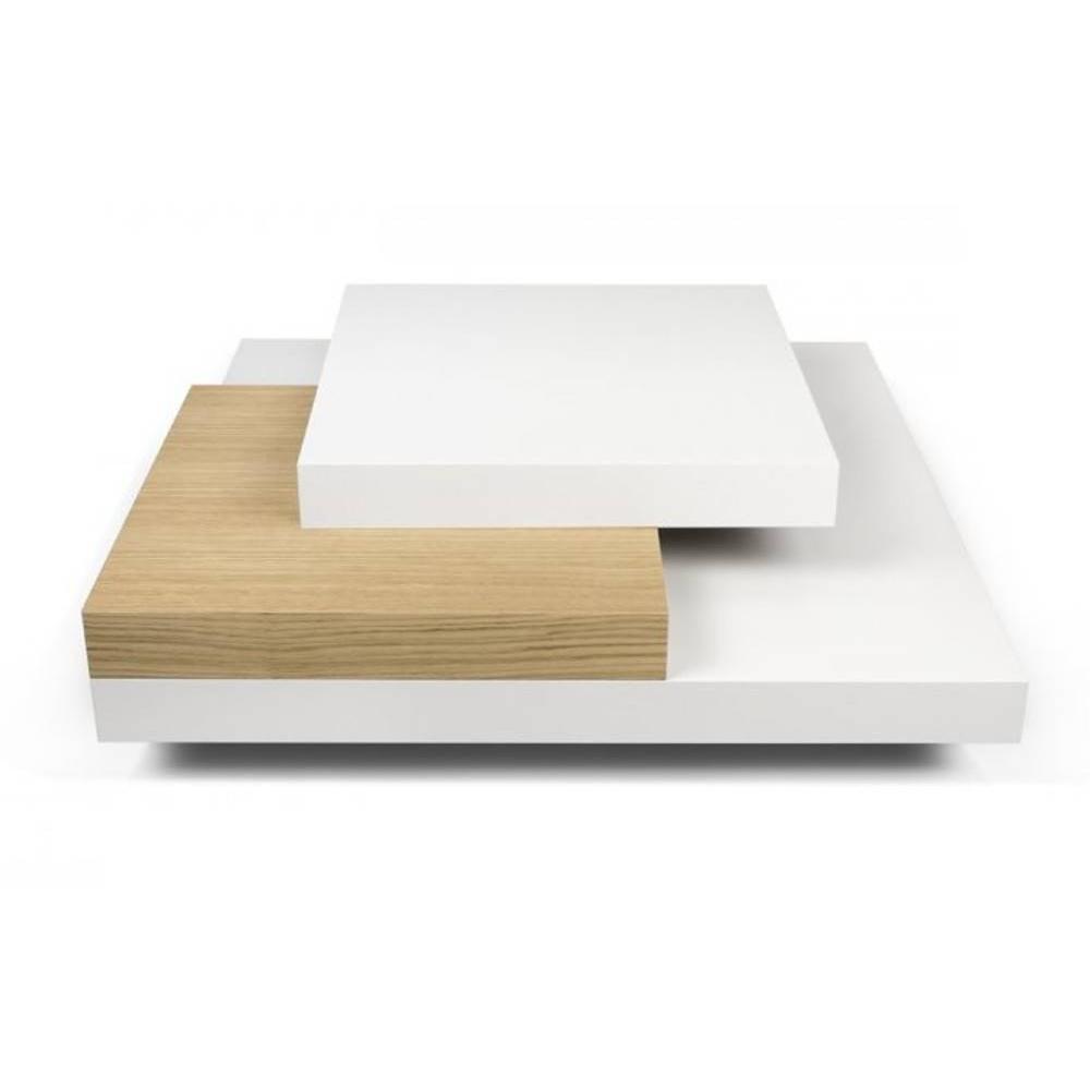 SLATE  table basse blanche et chêne