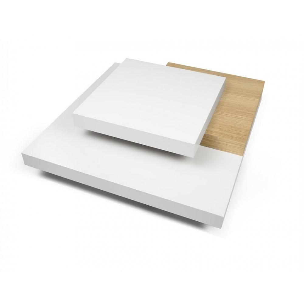 SLATE  table basse blanche et chêne