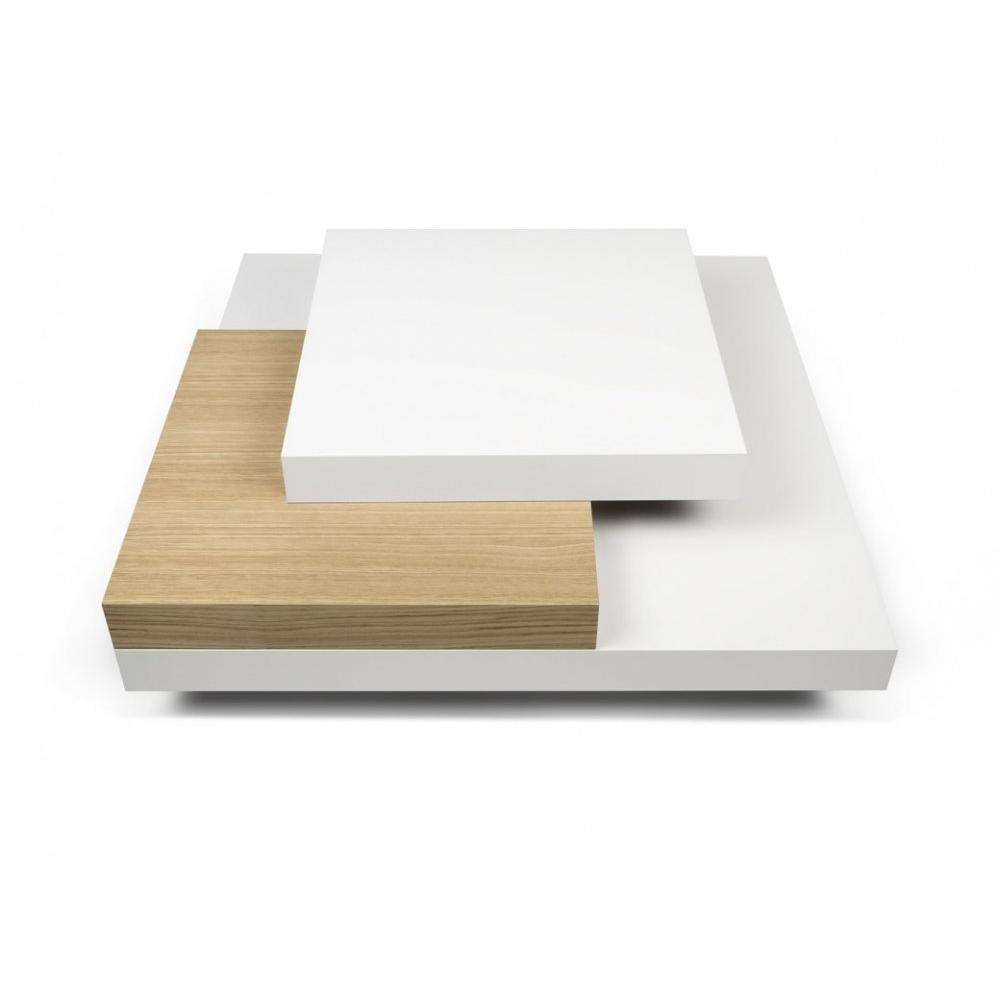 SLATE  table basse blanche et chêne