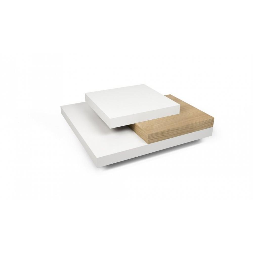 SLATE  table basse blanche et chêne