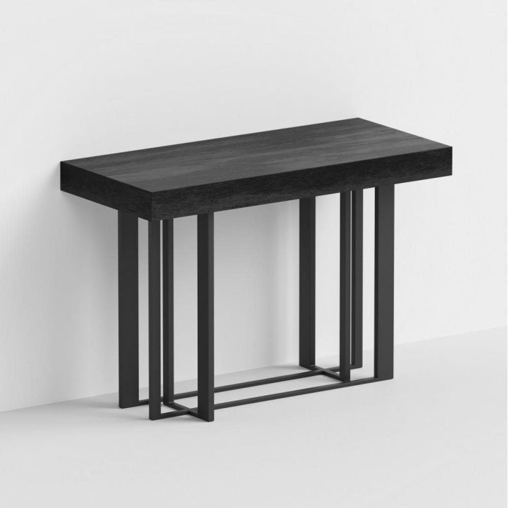 Table console extensible 10 couverts SUPREMAE 3 rallonges pieds acier sablé plateau stratifié 