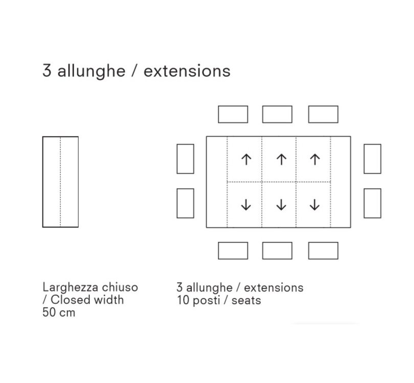 Table console extensible 10 couverts SUPREMAE 3 rallonges pieds acier sablé plateau stratifié 
