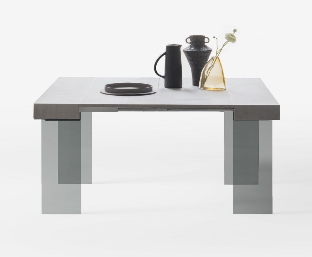 Table console extensible 8 couverts CITY FOLDING pieds verre trempé plateau stratifié écologique