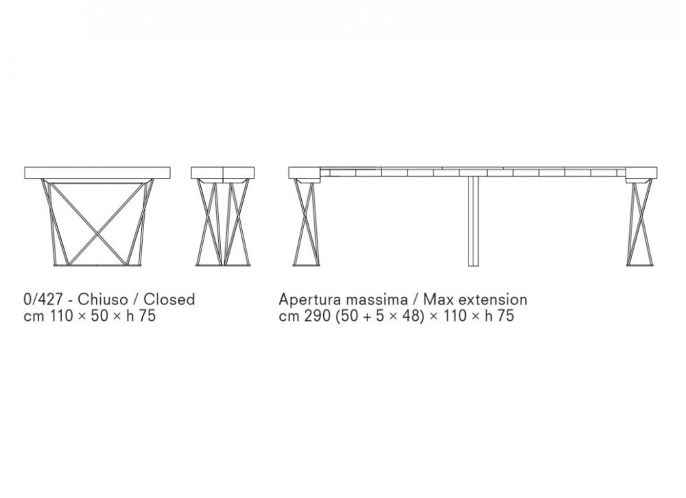 Table console extensible 12 couverts EXCEL 110 cm pieds métal plateau stratifié écologique