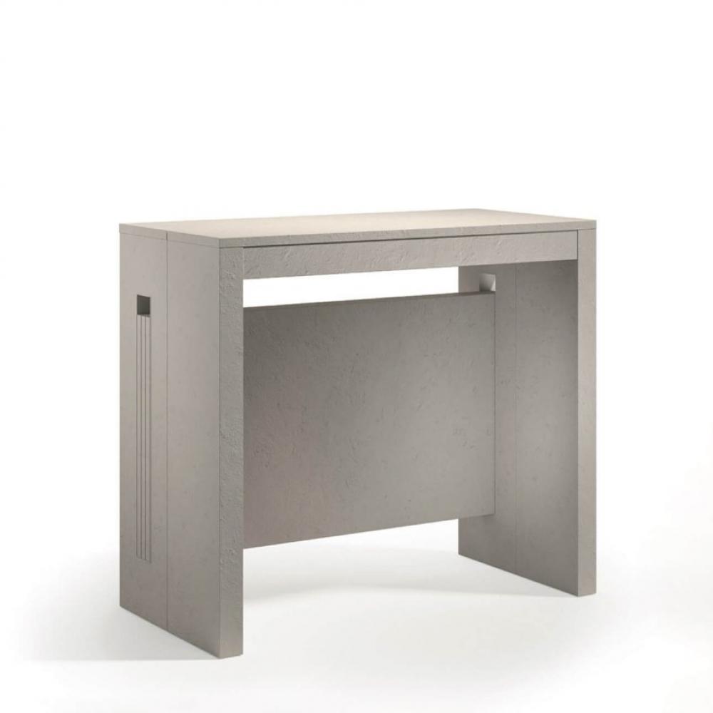 Table console extensible 8 couverts GRANDEZZA beige 80 cm avec allonges intégrées