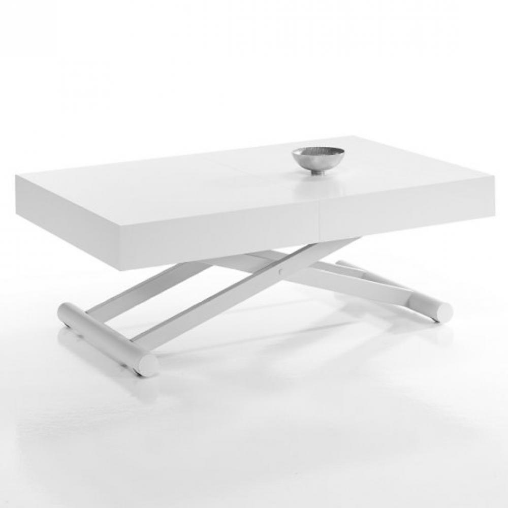 Table relevable extensible électrique sans batterie ACTIVA 120/214x38/77x70cm pied métal plateau laqué blanc 