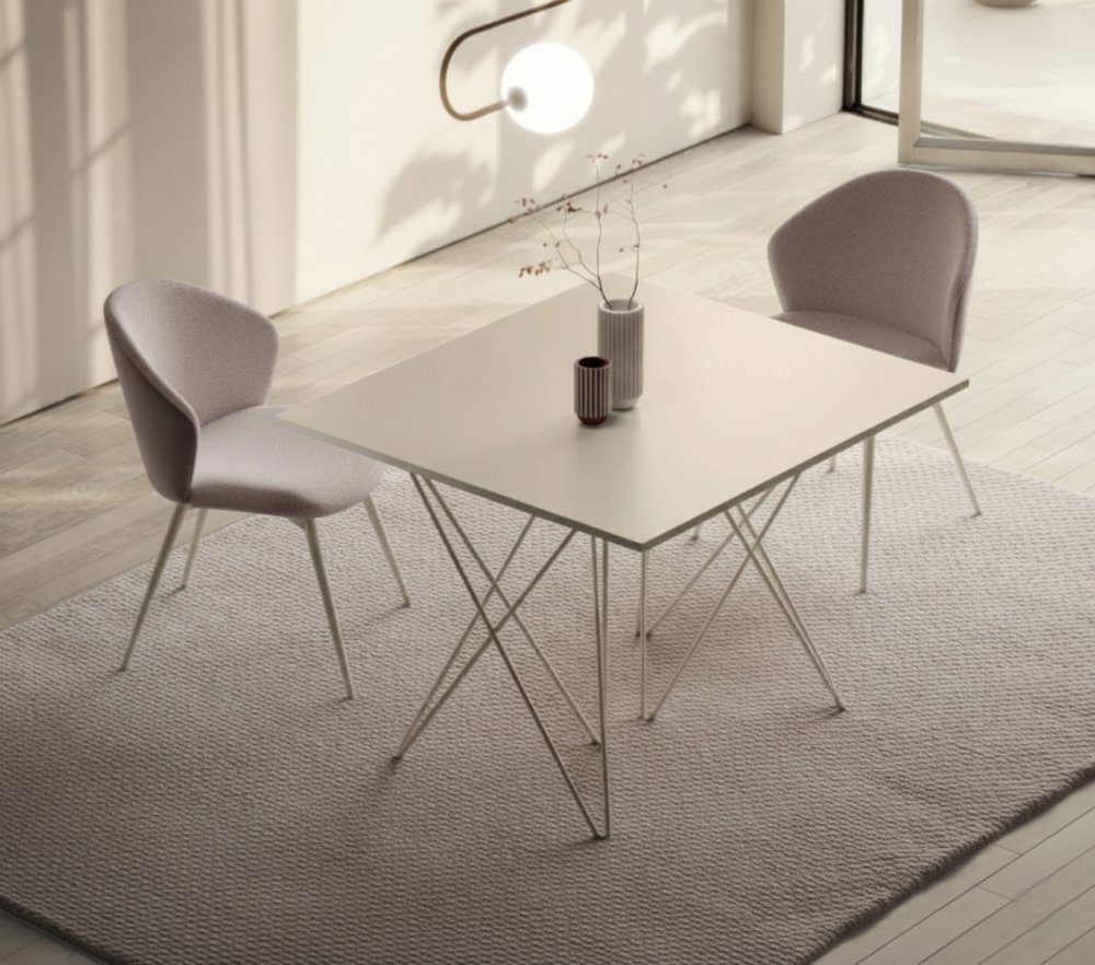 Table Repas extensible 10 couverts HERMES 100/220 cm structure métallique plateau stratifié 