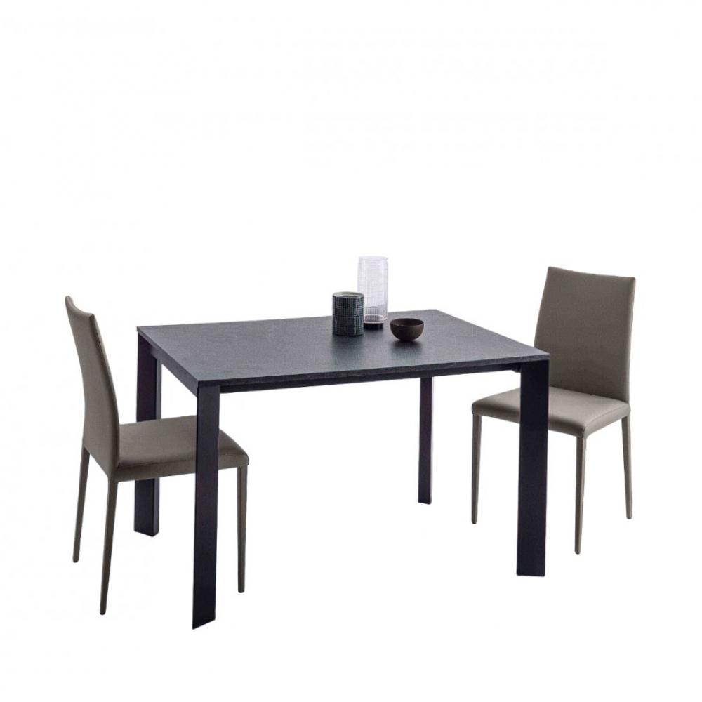 Table 8 couverts TEOREMA extensible 140 à 200cm pieds métal graphite plateau effet béton caroube