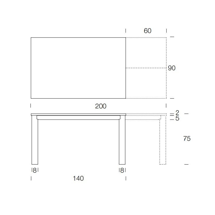 Table 8 couverts TEOREMA extensible 140 à 200cm pieds métal graphite plateau effet béton caroube