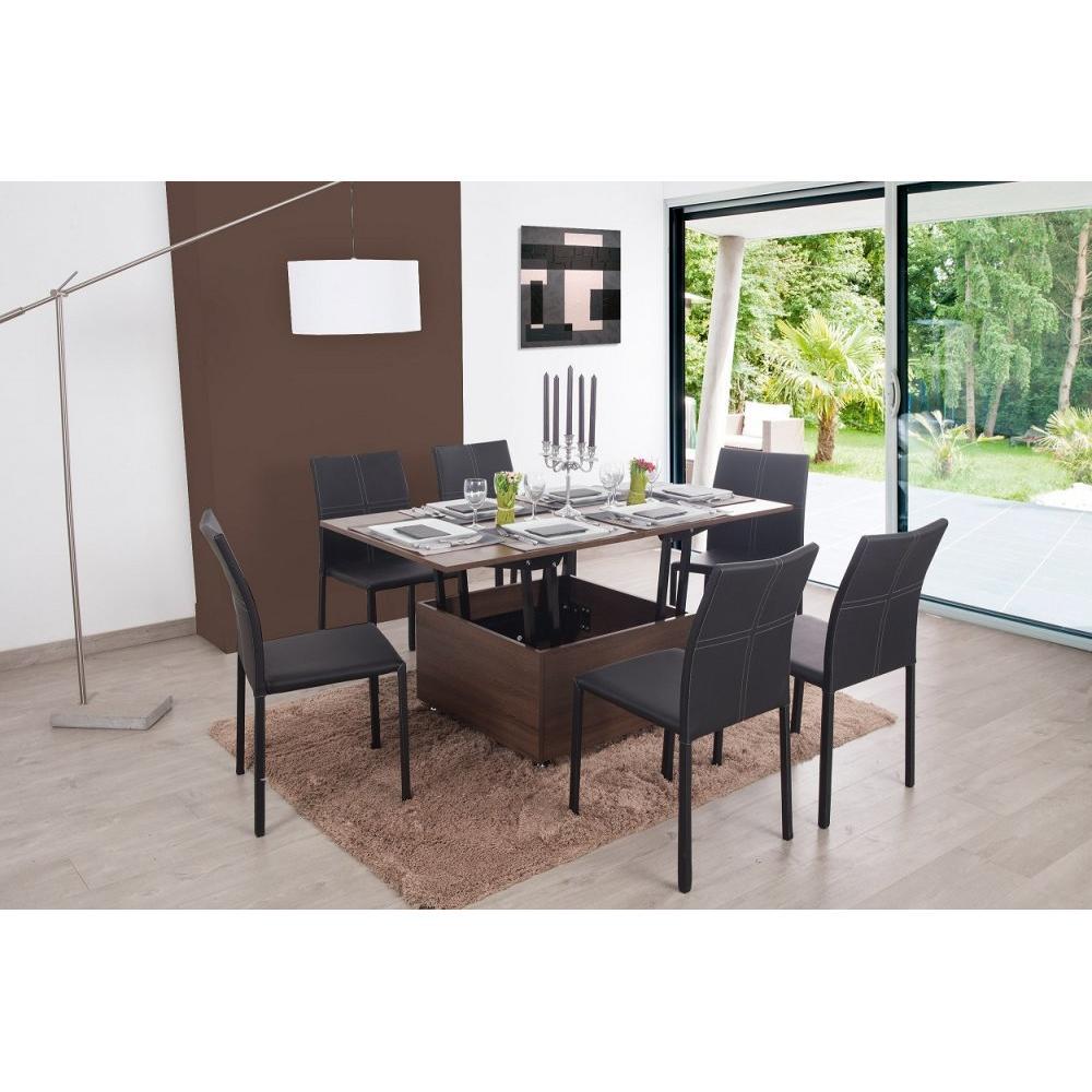 Table basse relevable extensible GIANI wengé