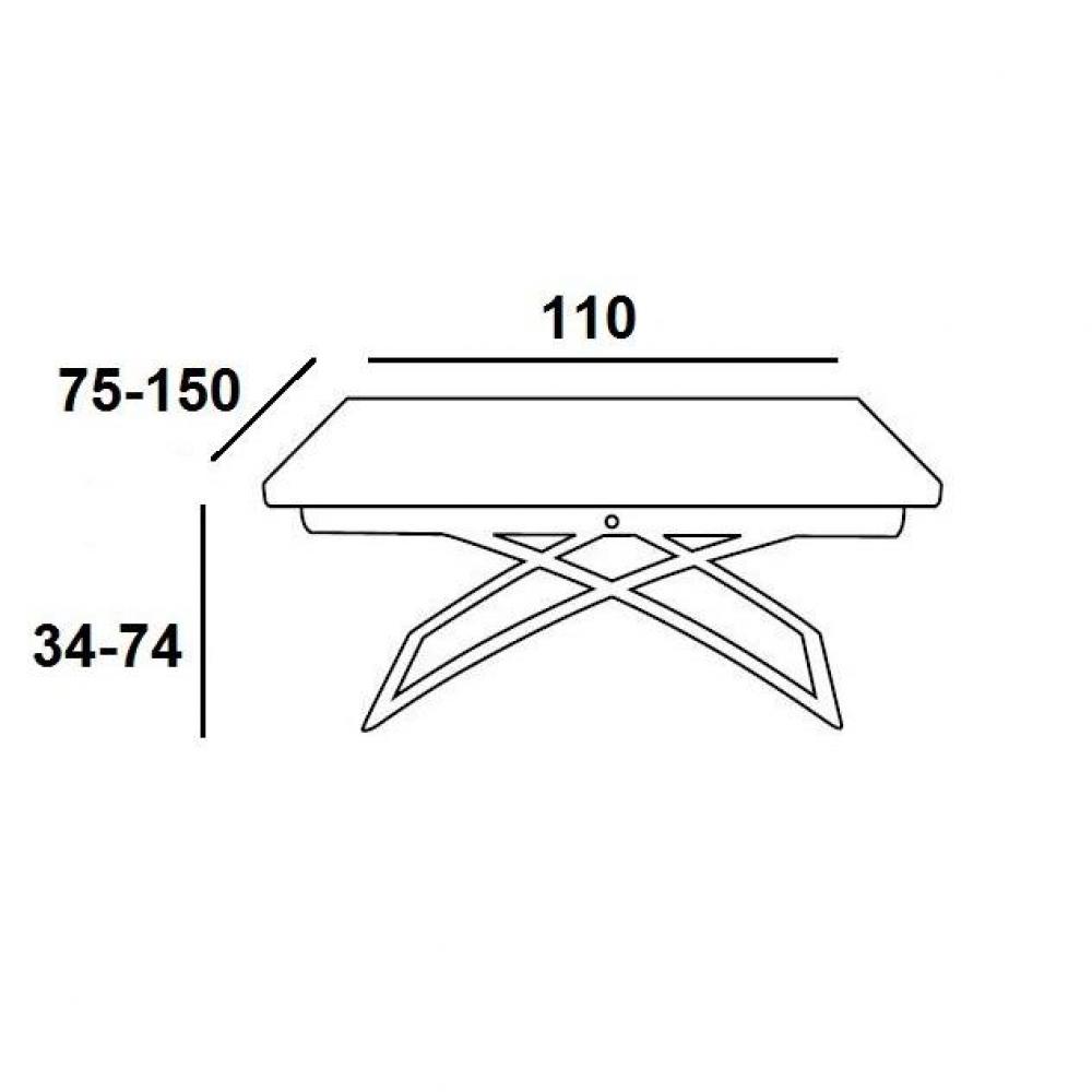 Table basse relevable extensible italienne MAGIC J  blanche et piétement en acier chromé