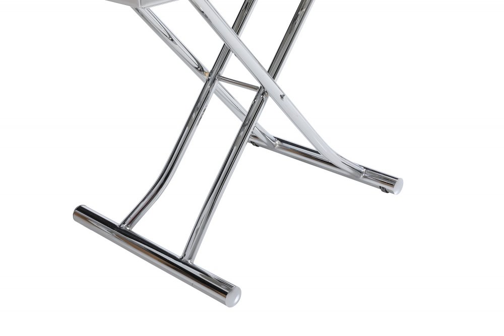 Table basse relevable extensible TRENDY mélaminé chêne Gris/Pied Chromé 110 x 70/140 cm