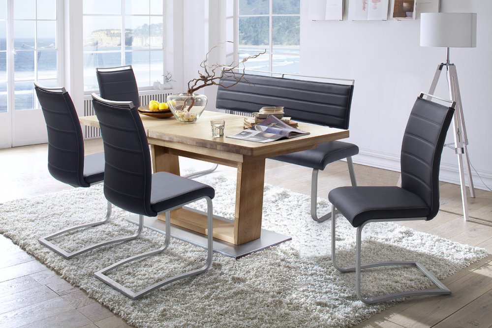 Table extensible rectangulaire CATANE 140 x 90 cm chêne massif ceruse
