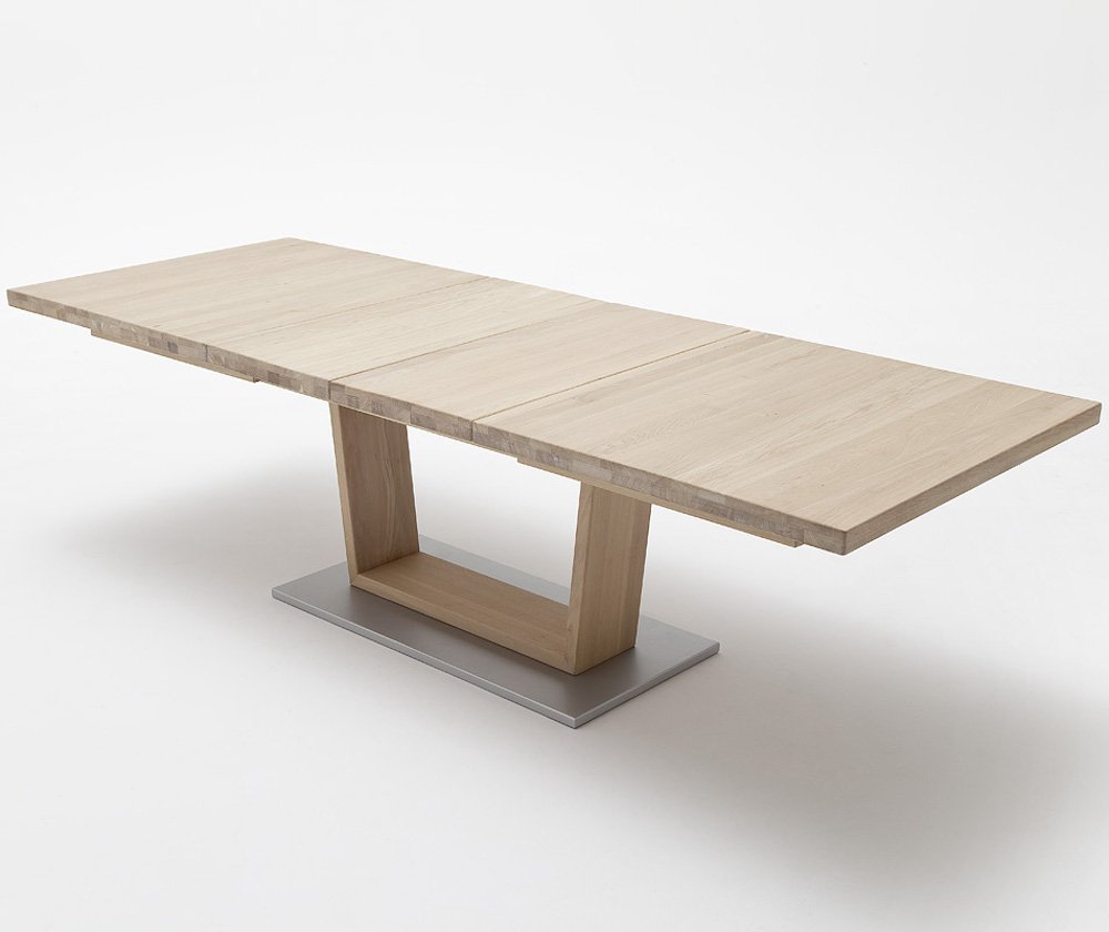 Table extensible rectangulaire CATANE 140 x 90 cm chêne massif ceruse