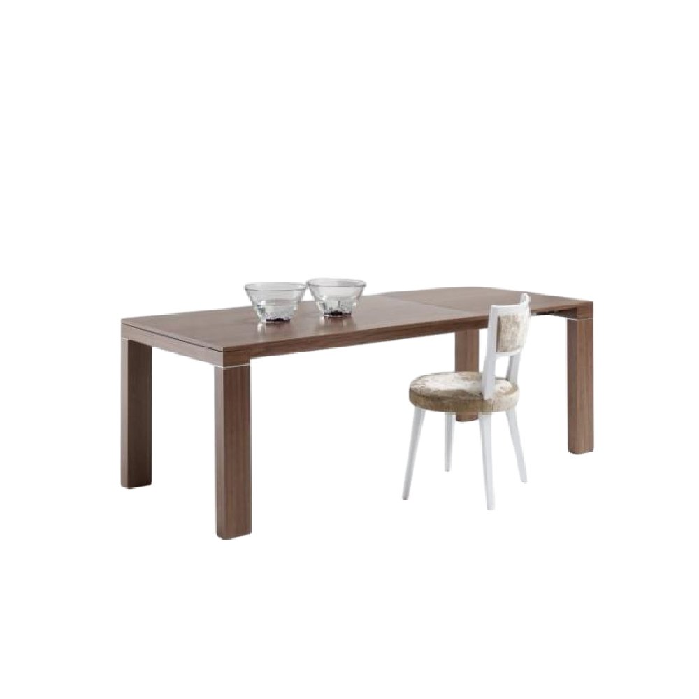Table repas extensible ARMONIA 8 couverts 140/210x90cm pieds bois foncé plateau noyer